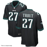 Mike Trout Autographed "Fly Eagles Fly" Black Philadelphia Eagles On Field Jersey