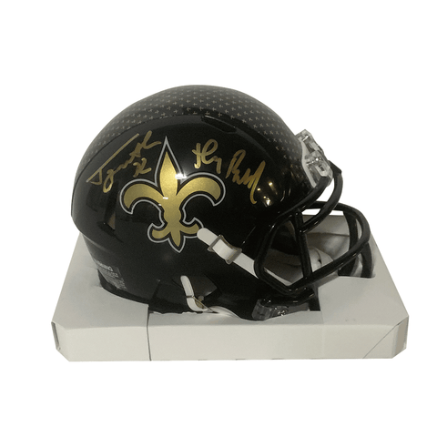 Tyrann Mathieu Autographed "Honey Badger" Saints On Field Alternate Black Mini Helmet