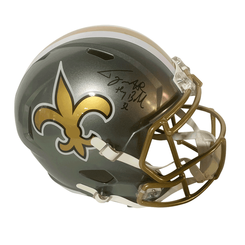 Tyrann Mathieu Autographed "Honey Badger" Saints Gray Flash Full Size Replica Helmet