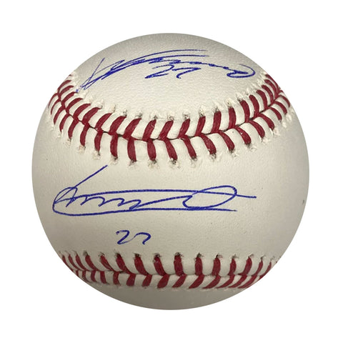 Vladimir Guerrero Jr. & Vladimir Guerrero Sr. Dual Autographed Baseball