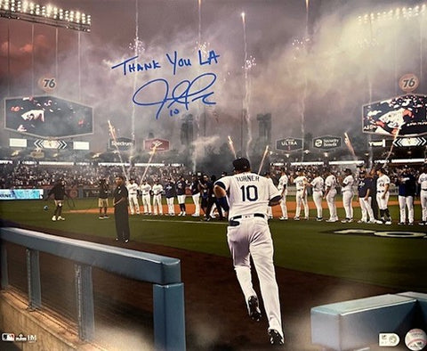 Justin Turner Autographed "Thank You LA" 16x20 - Walk On w/ Fireworks